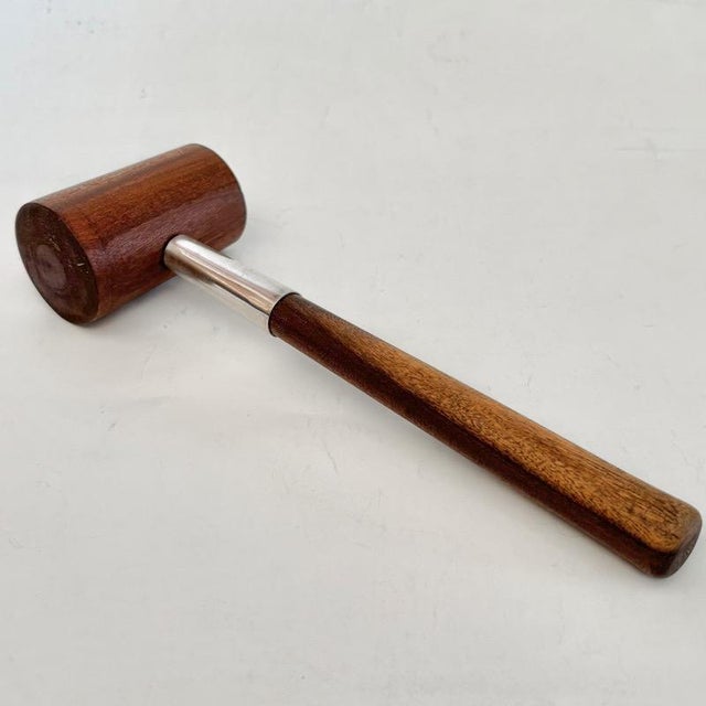 A sculptural Scandinavian gavel crafted from solid teak by an unidentified Swedish craftsman in the 1960s. The design is...