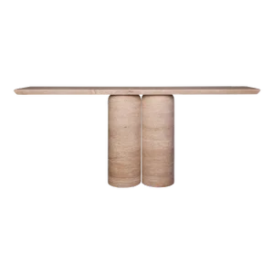 Bullet Leg Travertine Console Table