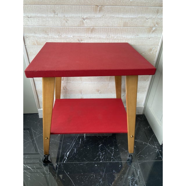 Mid-Century Modern Red Rolling Bar Cart, 1960s For Sale - Image 4 of 8