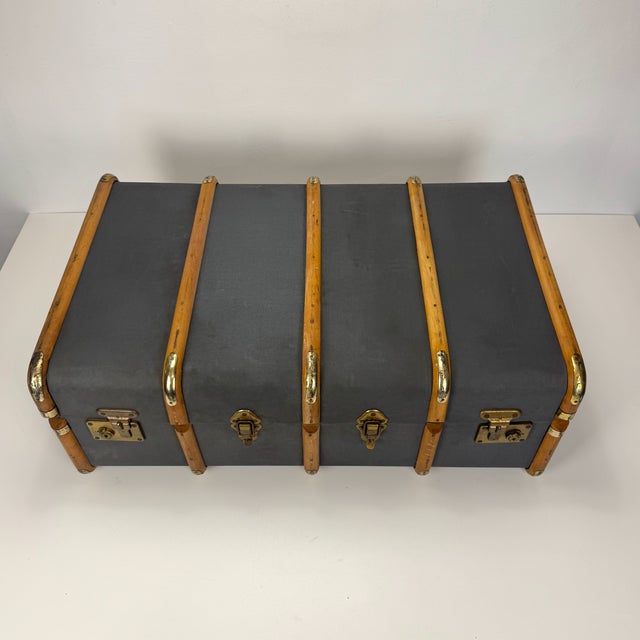 Vintage Steamer Trunk Case, 1940s For Sale - Image 4 of 11