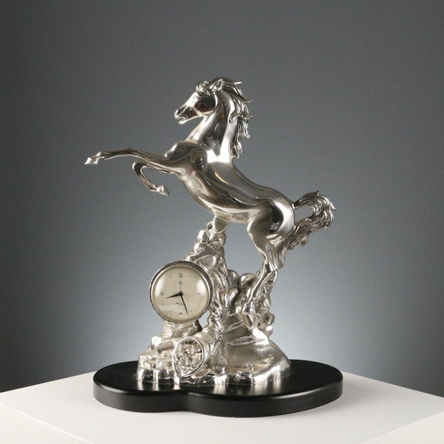 Silver Silver-Plate Sculpture Clock from Ottaviani Manufacture For Sale - Image 8 of 8