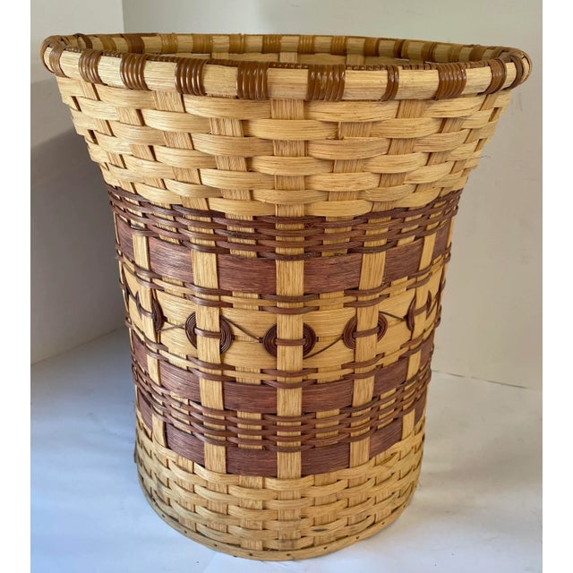 Boho Chic Vintage Tall Waste Basket or Planter Basket For Sale - Image 3 of 7