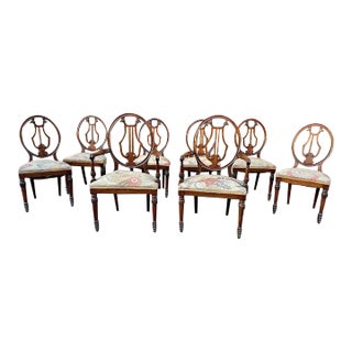 Set of 8 George III Style Mahogany Eagle Head Carved Dining Chairs, 19th Century For Sale