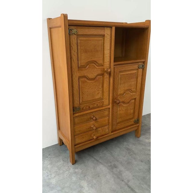Oak Cabinet by Guillerme et Chambron for Votre Maison, France, 1960s For Sale - Image 11 of 12