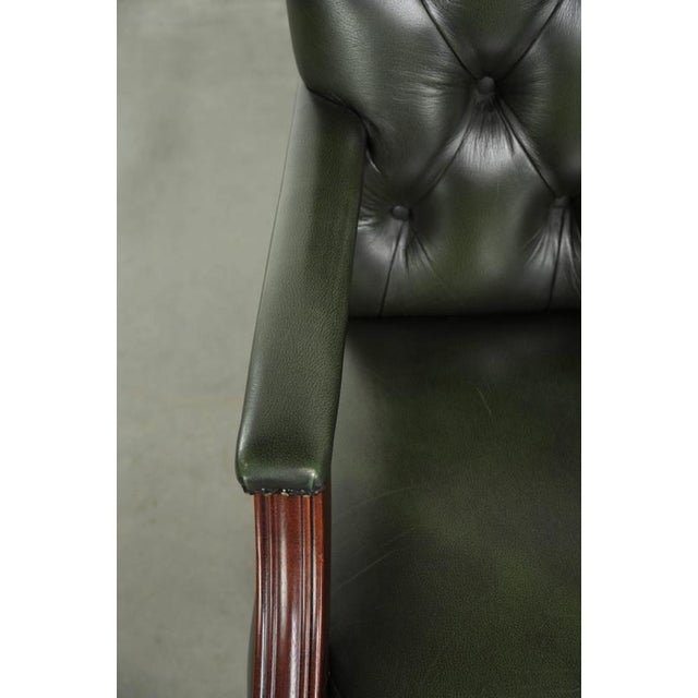 Green Chesterfield English Height Adjustable Green Cowhide Leather Office Chair with Swivel and Tilt Function For Sale - Image 8 of 13