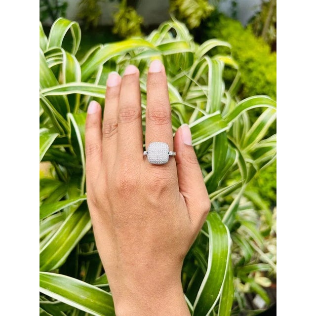 Unique Black & White Diamond Flip Ring Size 7 in 18k Solid White Gold For Sale - Image 9 of 16