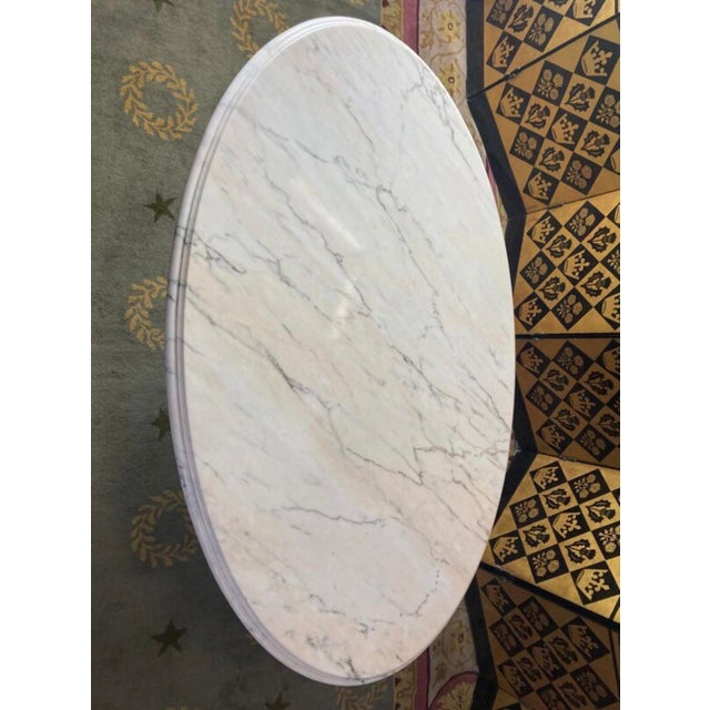 Italian Oval Carrara Marble Coffee Table, 1970s For Sale - Image 6 of 10
