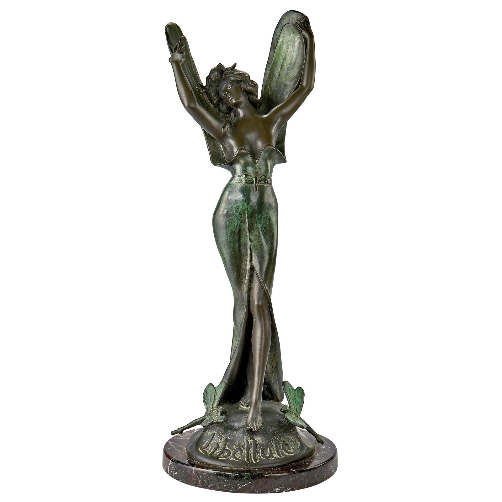 Bronze Dragonfly Girl Sculpture Libellulle by L. Bossin Chairish