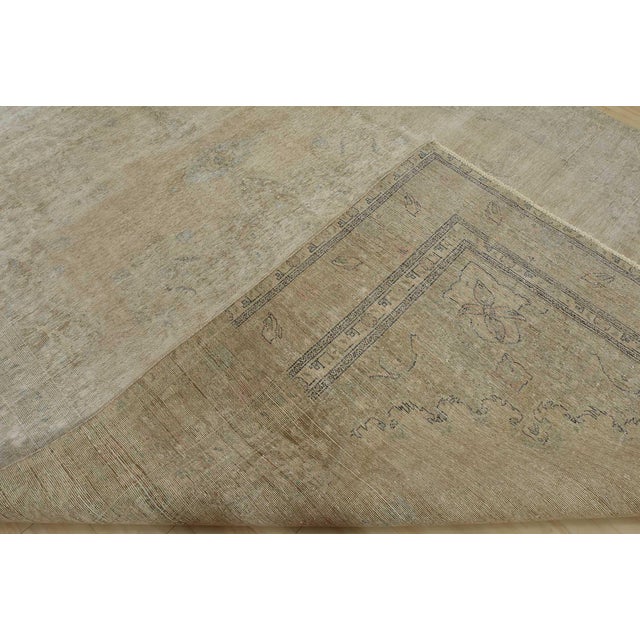 Tabriz Rug 9’4” X 12’5” Beige Wool Vintage Distressed Hand-Knotted Carpet For Sale - Image 14 of 15
