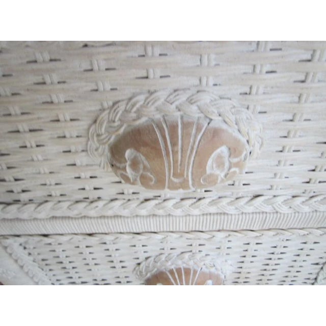 1980s 1980s White Wicker Rattan Nightstand Two Drawer Set of 2 For Sale - Image 5 of 13