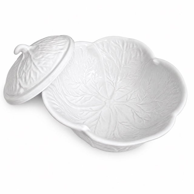 Cabbage Leaf White Ceramic Tureen Lidded Bowl For Sale - Image 4 of 5