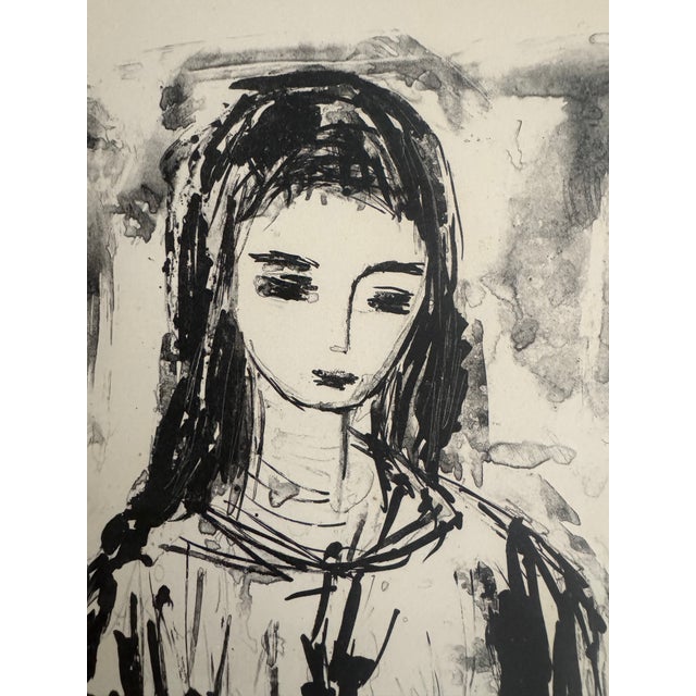 Original mid-century modern lithograph titled Teenager by Greta Schreyer, hand-signed in pencil lower right and numbered...