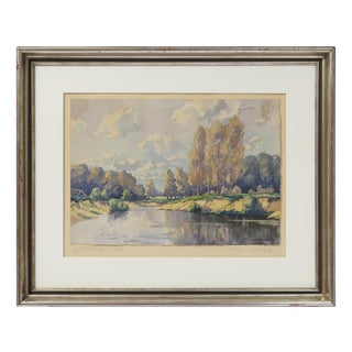 Carl Determeyer, Emslandschaft, Watercolor, Framed For Sale