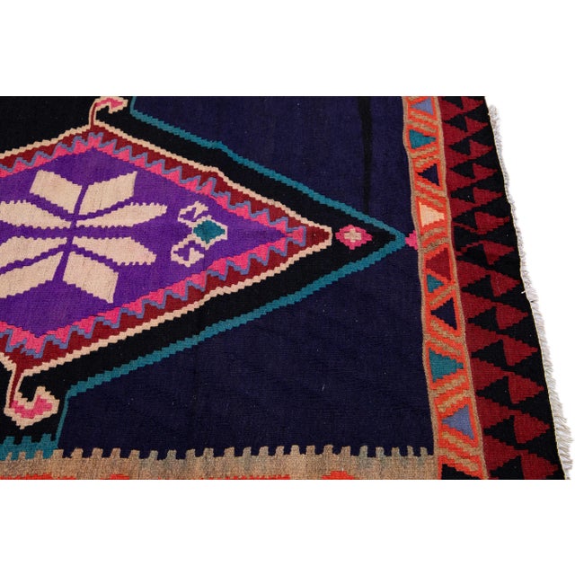 Mid-20th Century Turkish Kilim Multicolor Handmade Tribal Wool Rug For Sale In New York - Image 6 of 8