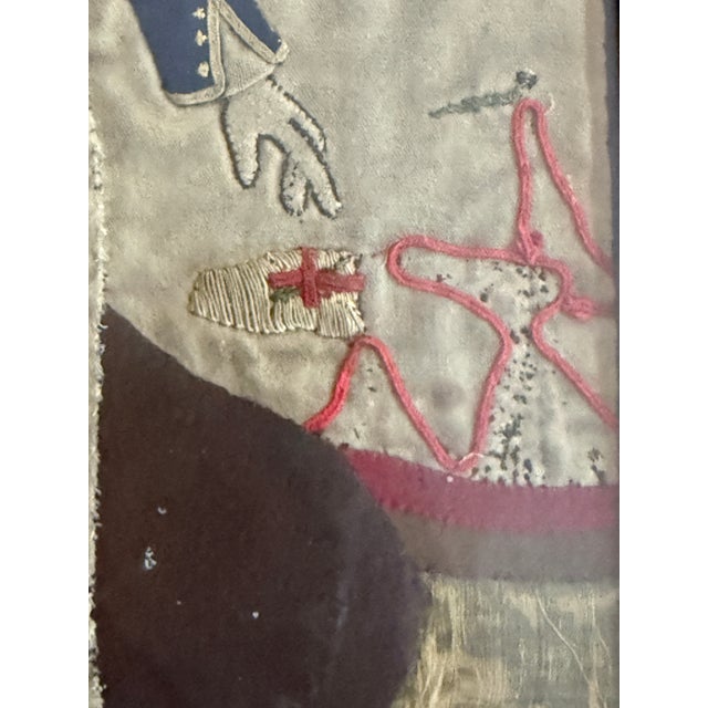 1950s Vintage French Revolutionary Officer Textile Art Framed Wool Applique Military Portrait For Sale - Image 5 of 11
