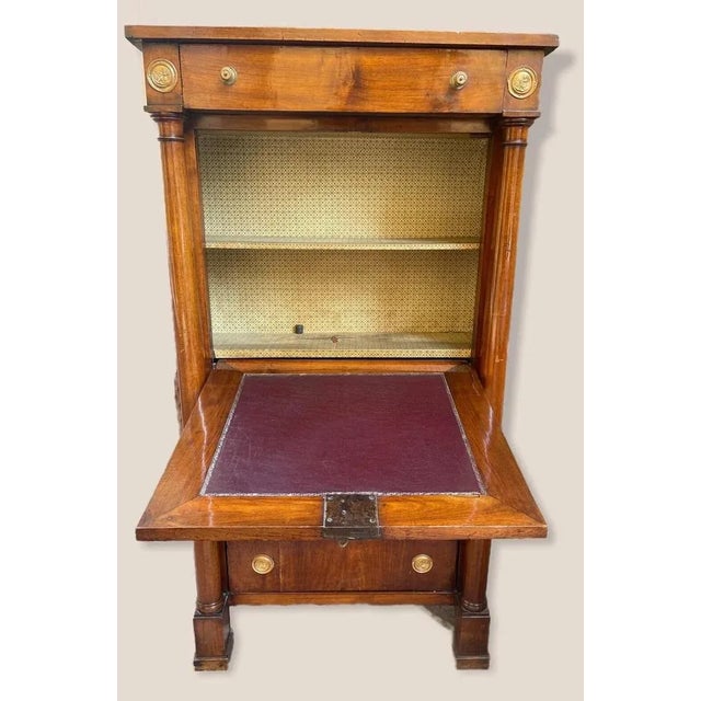 Wood Antique Empire Style Secretary Desk with Flap, 19th Century For Sale - Image 7 of 9