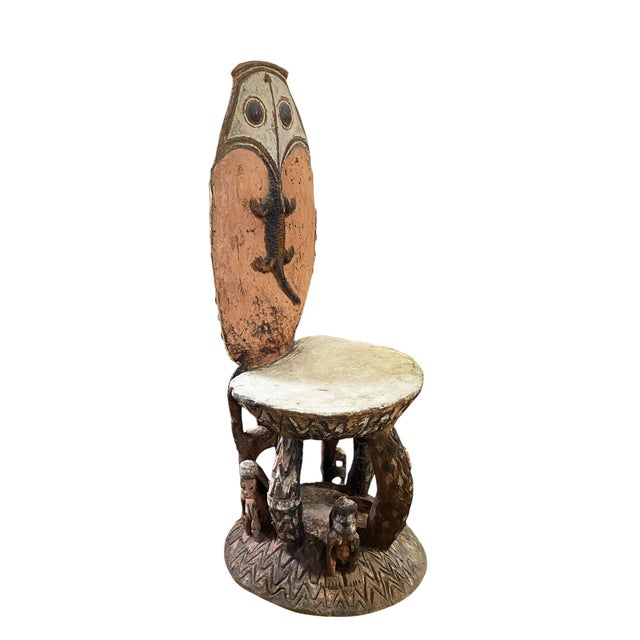 1950s Museum Quality Vintage Orator's Stool (Teket) Litmus People Papua New Guine 55" H For Sale - Image 5 of 12
