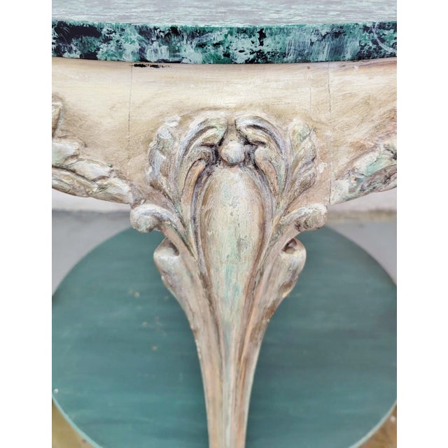 Mid 20th Century Vintage Italian Mid-Century Modern Tuscan Carved & Faux Marble Painted Center Table For Sale - Image 10 of 12