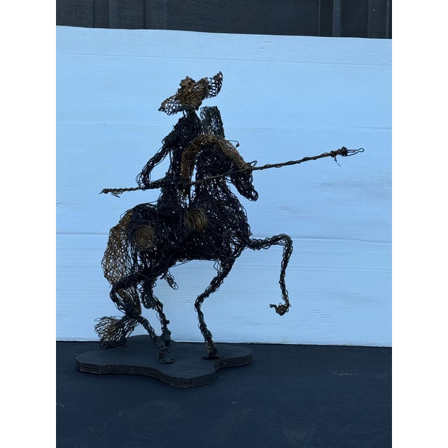 Juvento Lopez Reyes 1960s Mid Century Brutalist Metal Wire Don Quixote Sculpture For Sale - Image 4 of 8