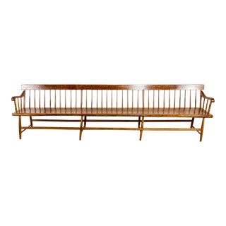 Antique Extra Long Wood Spindle Deacons Bench For Sale