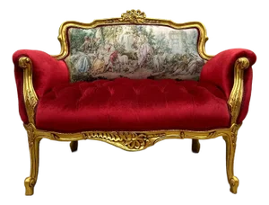 Marquis French Tufted Settee Red Velvet French Style