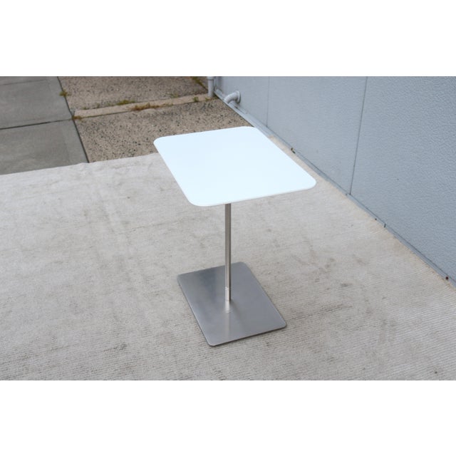 White Minimalist Jephson Robb for Bernhardt Design Quiet Rectangular Laptop Side Table For Sale - Image 8 of 18