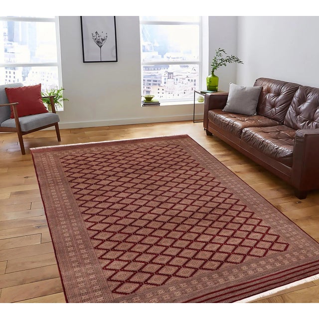 Contemporary 1980s Vintage Bokhara Brown Wool Rug -10′ × 12′ For Sale - Image 3 of 10