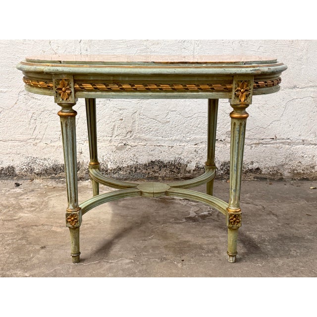 French Early 20th Century Louis XVI Style Marble Top Side Table For Sale - Image 3 of 13