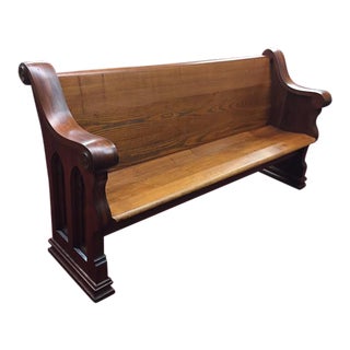 Mid 19th Century Walnut and Ash Church Pew - Six Feet Long For Sale