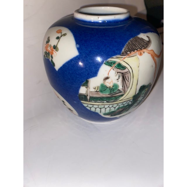 Antique Chinese Blue & White Famille Verte Figural Ginger Jar For Sale In Miami - Image 6 of 8
