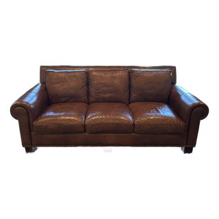 Hancock & Moore English Traditional Cognac Leather Sofa For Sale