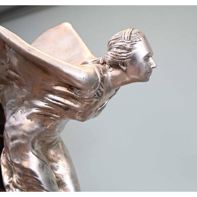 Metal Art Nouveau Bronze Flying Lady Statue Spirit of Ecstacy For Sale - Image 7 of 8