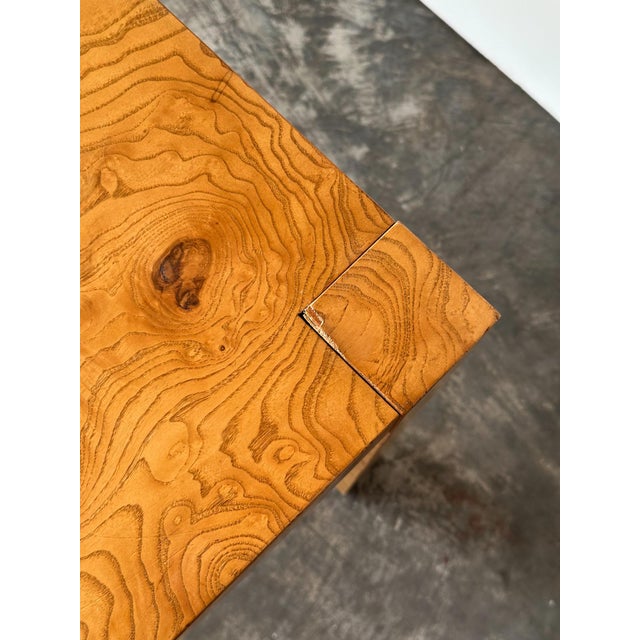Lane Burl Wood Extendable Parsons Dining Table in the Style of Milo Baughman, 1970s For Sale - Image 17 of 18