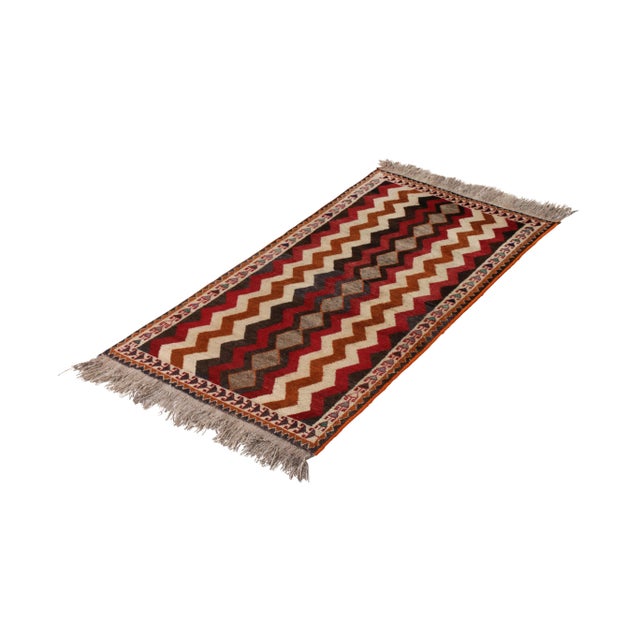 Transitional Antique Gabbeh Geometric Beige-Brown and Red Wool Persian Rug For Sale - Image 3 of 5