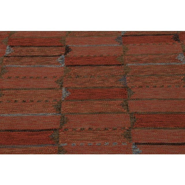 Rug & Kilim Vintage Scandinavian Rug, Swedish Flatweave With Rust Red Geometry - Rug & Kilim For Sale - Image 4 of 8