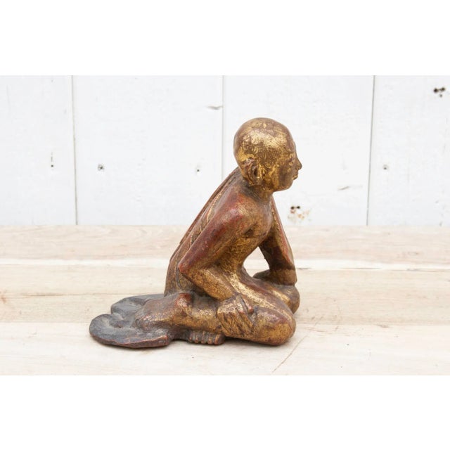 1950s Small Carved & Painted Monk Figure For Sale - Image 5 of 9
