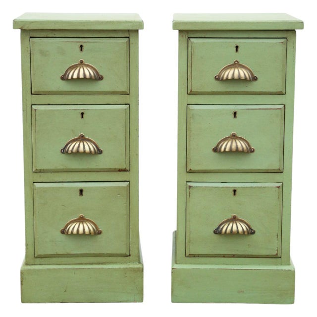 Antique Green Painted Bedside Tables, 1900, Set of 2 For Sale - Image 10 of 10