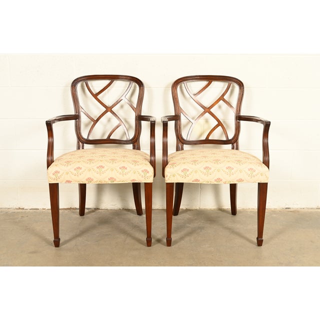 Kindel Furniture Style Federal Carved Mahogany Armchairs, Pair For Sale - Image 14 of 14