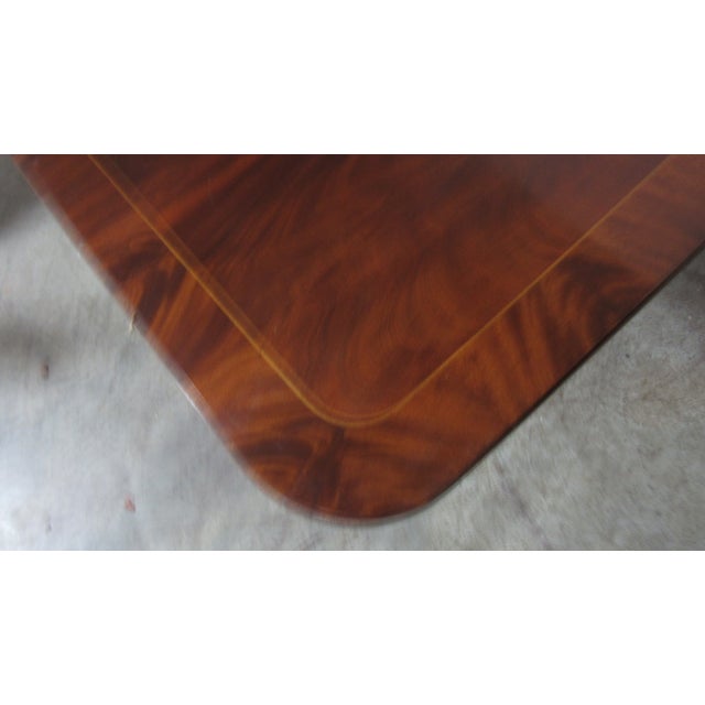 1980s 1980s Flame Mahogany Banquet Dining Table Pedestal Highend Designer For Sale - Image 5 of 11
