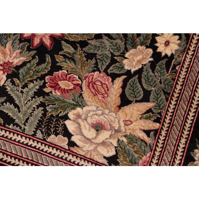 Elegant FLoral David Pak-Persian Black/Green Wool Rug - 8'1'' X 10'1'' For Sale - Image 4 of 9