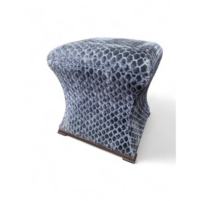 Mid 20th Century Custom Designer Concave Ottomans Newly Reupholstered - Pair For Sale In Chicago - Image 6 of 9