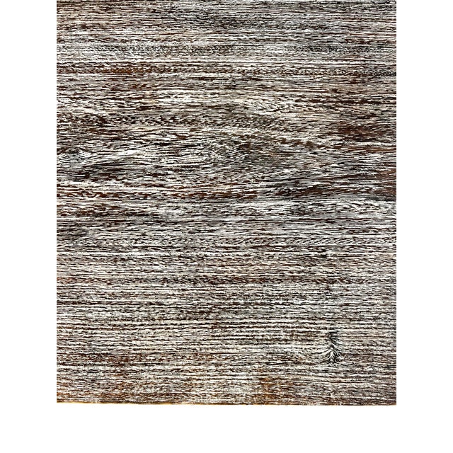 Wood Vintage Modern Rustic Slab Three Pillar Bench For Sale - Image 7 of 7