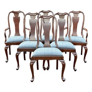 Late 20th Century Solid Cherry Queen Anne Dining Chairs - Set of 6 For Sale
