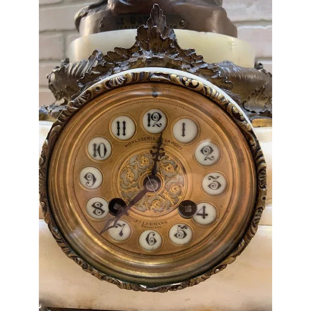 Early 19th Century Signed Antique French Bronze Garniture Clock Set by Albert-Ernest Carrier-Belleuse For Sale - Image 5 of 12