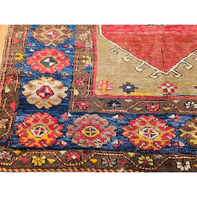 19th Century Handwoven Anatolian Village Area Rug, Wool, Vegetable Dyed, 4' x 5' For Sale In Chicago - Image 6 of 18