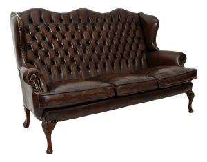Vintage Leather Wing Back Sofa, 1930