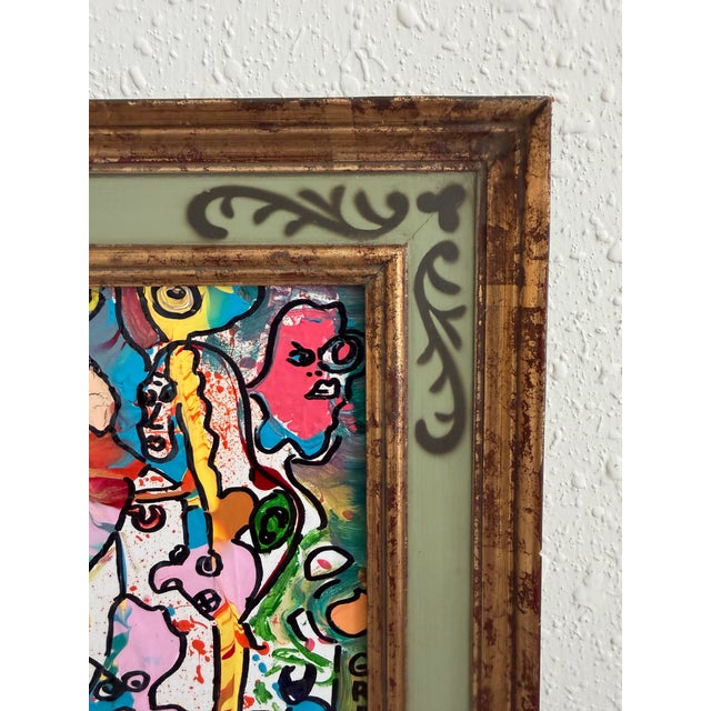 Abstract Serg Graff "Find Mr. Squiggle" Abstract Acrylic Painting Framed Outsider Art Coa For Sale - Image 3 of 8