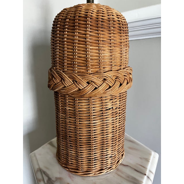 Rattan lamp with braided accent. Works in a variety of settings and would look great with a colorful shade. 18.5 inches to...