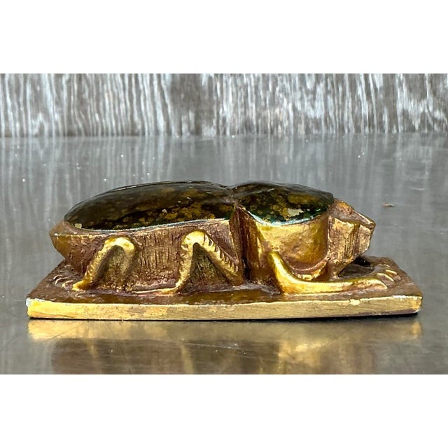 Hollywood Regency Late 20th Century Vintage Boho Gilt Tipped Scarab Sculpture For Sale - Image 3 of 8