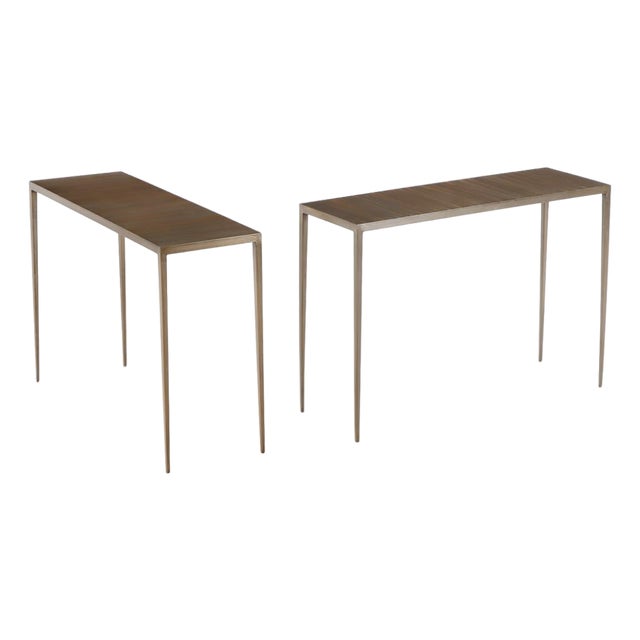 A Pair of Iron Console Tables, in the Manner of Jean-Michel Frank. Contemporary For Sale